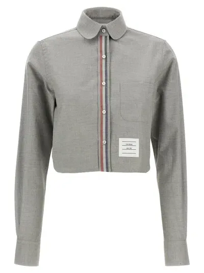 Thom Browne Rwb Cropped Shirt In Gray