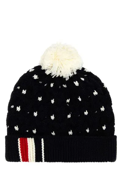 Thom Browne Rwb Striped Knitted Beanie In Navy