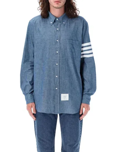 Thom Browne 4-bar Chambray Shirt In Blue