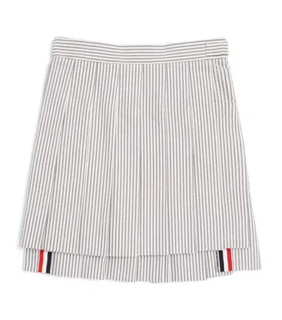 Thom Browne Kids' Striped Pleated Skirt In Grey