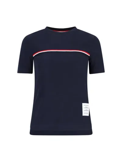 Thom Browne "three Stripes" Logo T-shirt In Blue