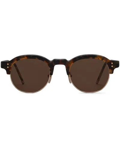 Thom Browne Tortoiseshell Oval-frame Sunglasses In Brown