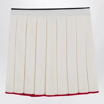 Thom Browne Wool-blend Pleated Mini Skirt In White