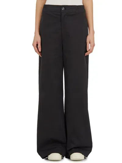 Thom Krom Elasticated Waistband Wide Leg Trousers In Black