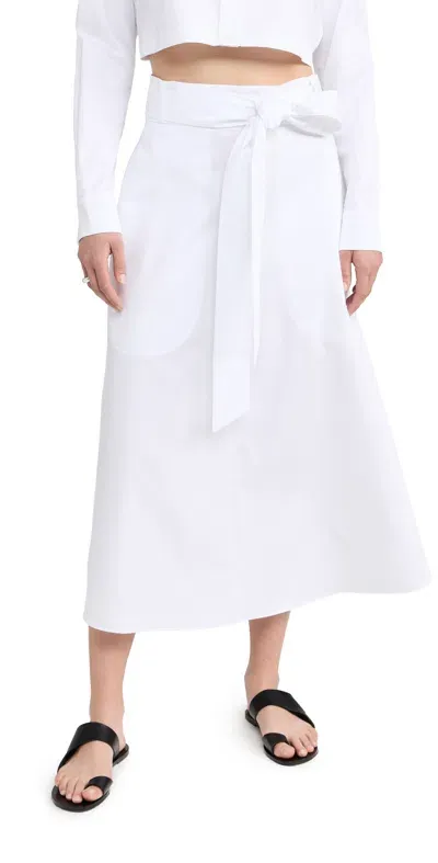 Tibi Eco Poplin Back Wrap Skirt White