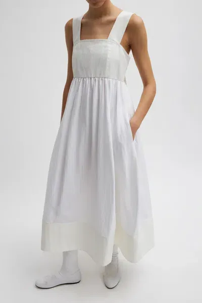 Tibi Linen Cotton Voile Sculpted Dress In White