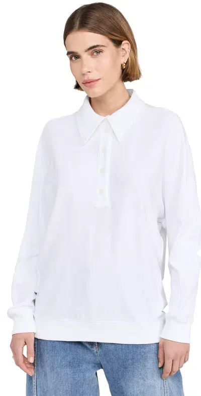 Tibi Summer Sweatshirting Polo Collar Sweatshirt White