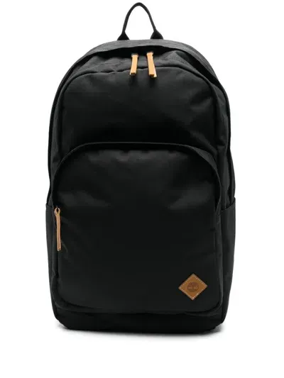 Timberland Canvas Backpack With Logo Patch In Black