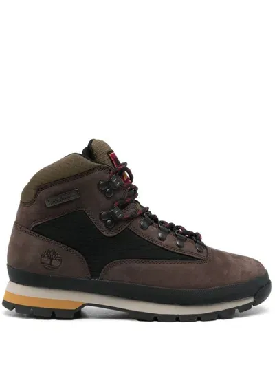 Timberland Euro Boots In Brown Suede Calf Leather With Logo