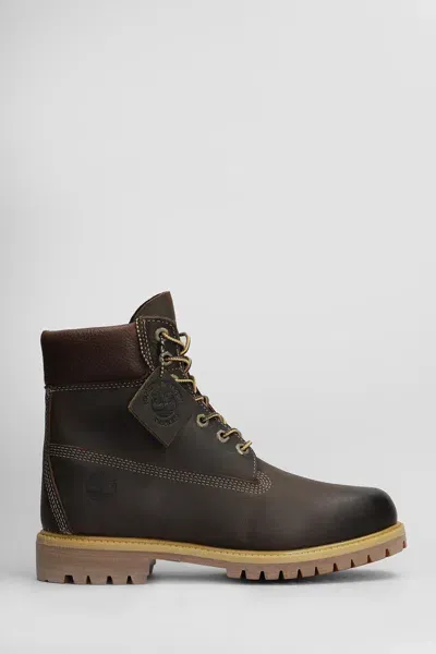 Timberland Premium 6lace Combat Boots In Brown