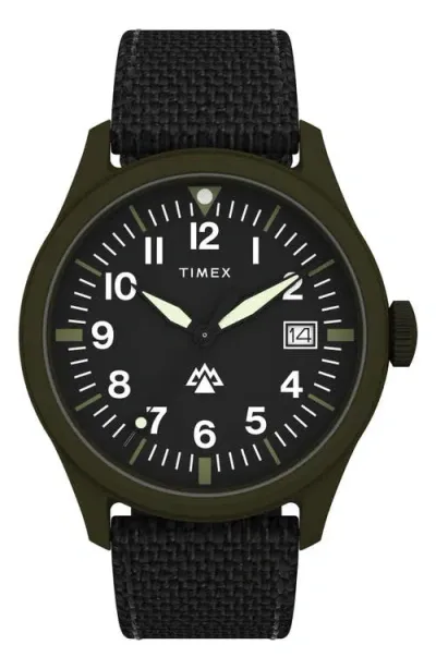 Timex ® Expedition North® Traprock Recycled Textile Strap Watch, 43mm In Black