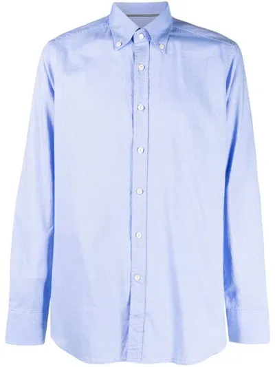 Tintoria Mattei Button-down Cotton Shirt In Blue