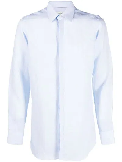 Tintoria Mattei Pinstripe-pattern Linen Shirt In Blau