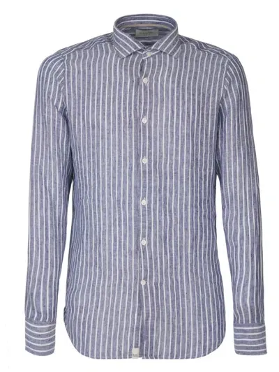 Tintoria Mattei Striped Linen Shirt In Blue