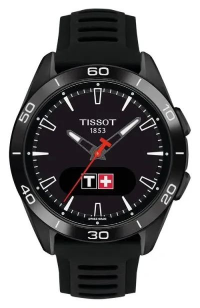 Tissot T-touch Connect Sport Solar Smart Silicone Strap Watch, 43.75mm In Black