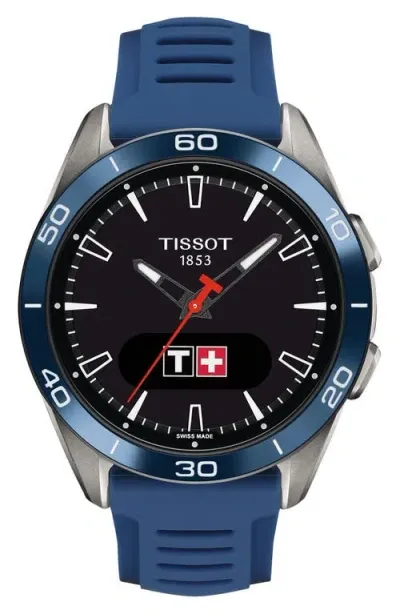 Tissot T-touch Connect Sport Solar Smart Silicone Strap Watch, 43.75mm In Blue