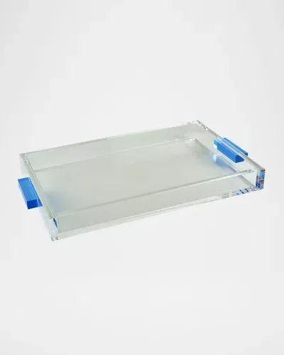 Tizo Clear Lucite Tray With Handles In Blue