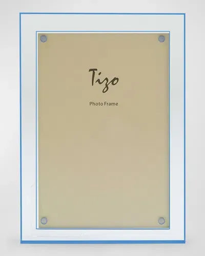 Tizo Lucite Double Border Frame, 4" X 6" In Clear/light Blue