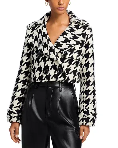 Toccin Ally Cropped Houndstooth Jacket In Jet/optic