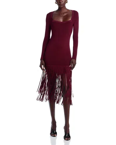 Toccin Mila Fringe Dress In Burgundy