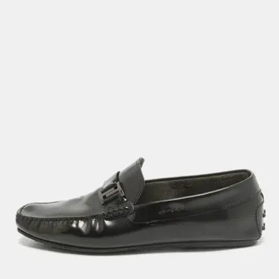 Pre-owned Tod's Black Leather Slip On Loafers Size 43