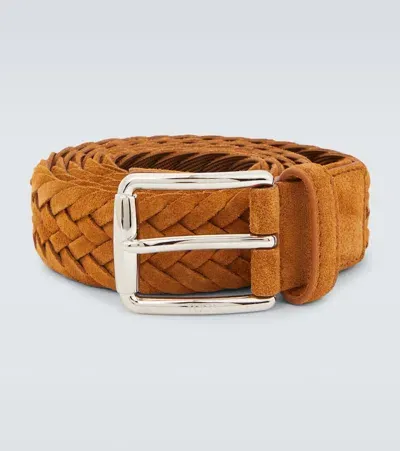 Tod's Braided Suede Belt In Brown