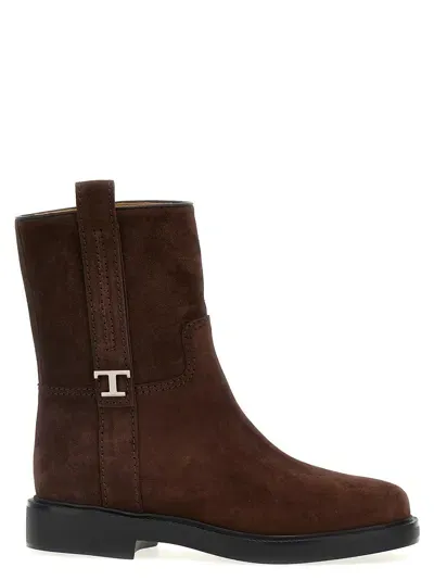 Tod's Brown T Timeless Ankle Boots