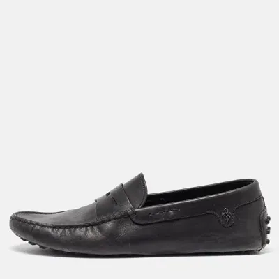 Pre-owned Tod's For Ferrari Black Leather Slip On Loafers Size 41