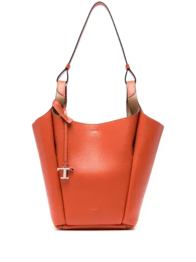 Tod's Leather Bucket Bag In Orange