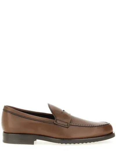 Tod's Leather Loafer In Brown