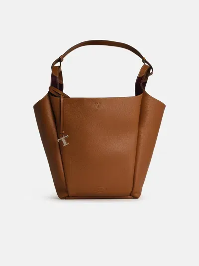 Tod's Medium Bucket Bag In Brown Leather