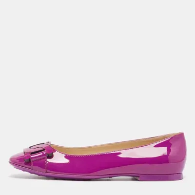 Pre-owned Tod's Purple Patent Leather Ballet Flats Size 38