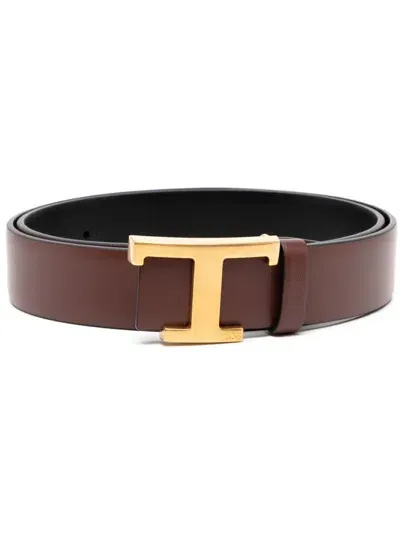 Tod's T Timeless-buckle Reversible Belt In Brown