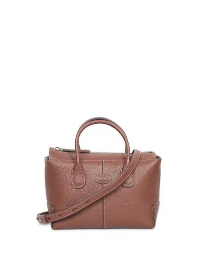 Tod's Small Mahogany Shopping Bag In Brown