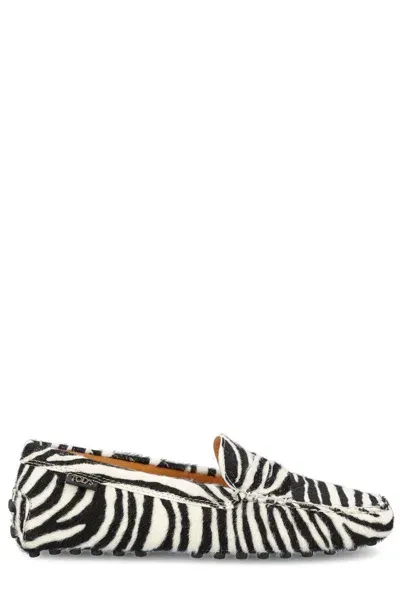 Tod's Gommino Zebra Printed Loafers In Multi