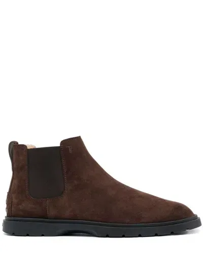 Tod's Leather Chelsea Boots In Brown