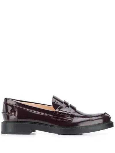 Tod's Leather Loafer Shoes In Brown