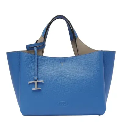 Tod's Logo Plaque Top Handle Bag In Blue