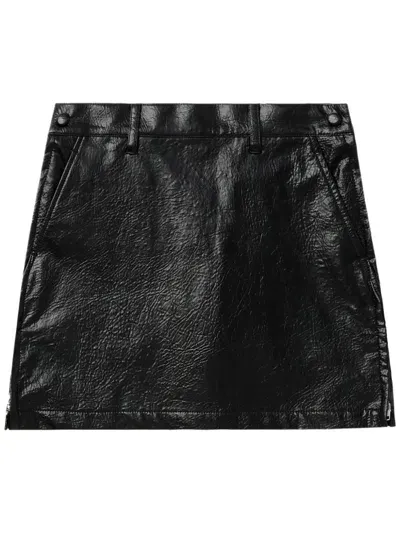 Toga Faux Leather Fitted Mini Skirt In Black