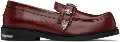 Toga Virilis Burgundy Grained Leather Loafers