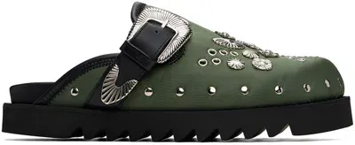 Toga Virilis Green Eyelet Metal Sabot Slip-on Loafers