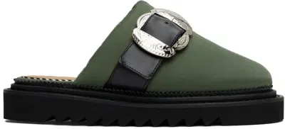 Toga Virilis Khaki Buckle Slippers In Green