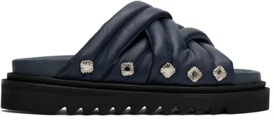 Toga Virilis Navy Padded Leather Sandals