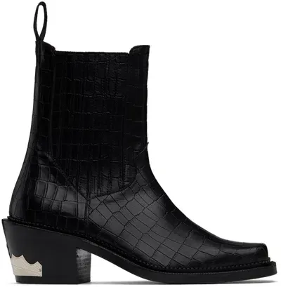 Toga Virilis Ssense Exclusive Black Chelsea Boots In Croc Black