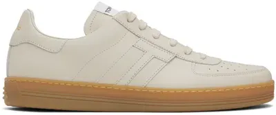 Tom Ford Logo Leather Sneakers In White