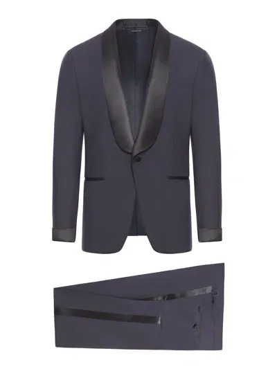 Tom Ford Bi-stretch Plain Weave O`connor Evening Suit In Blue