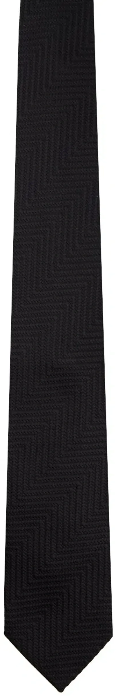 Tom Ford Black Giant Herringbone Tie