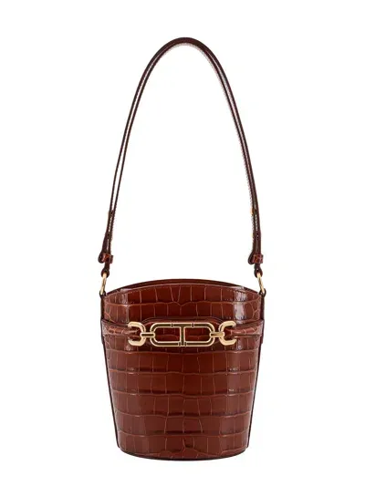 Tom Ford Whitney T Bucket Bag In Brown