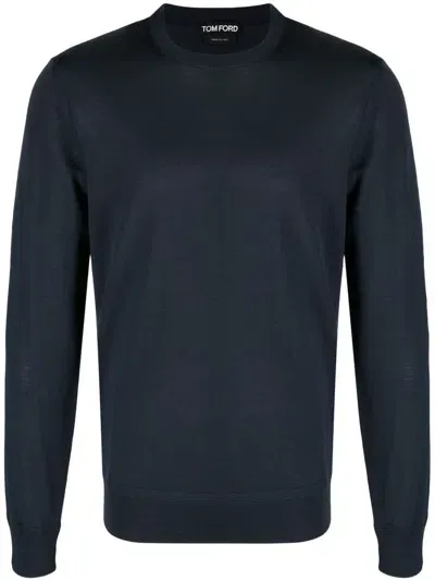 Tom Ford Wool Crew-neck Jumper In Blue