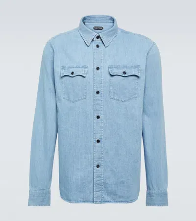 Tom Ford Denim Western Shirt In Blue